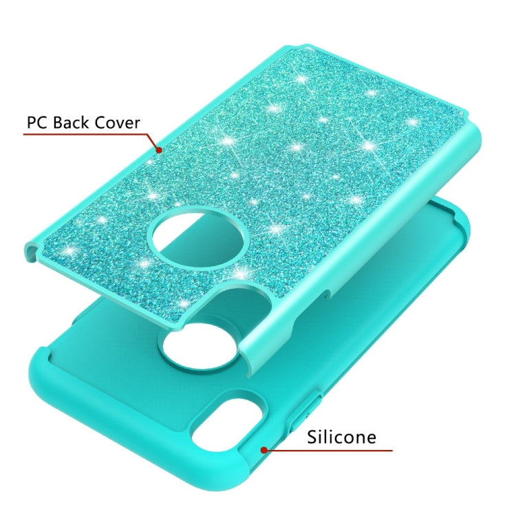 For iPhone XS Max Glitter Powder Contrast Skin Shockproof Silicone + PC Protective Case