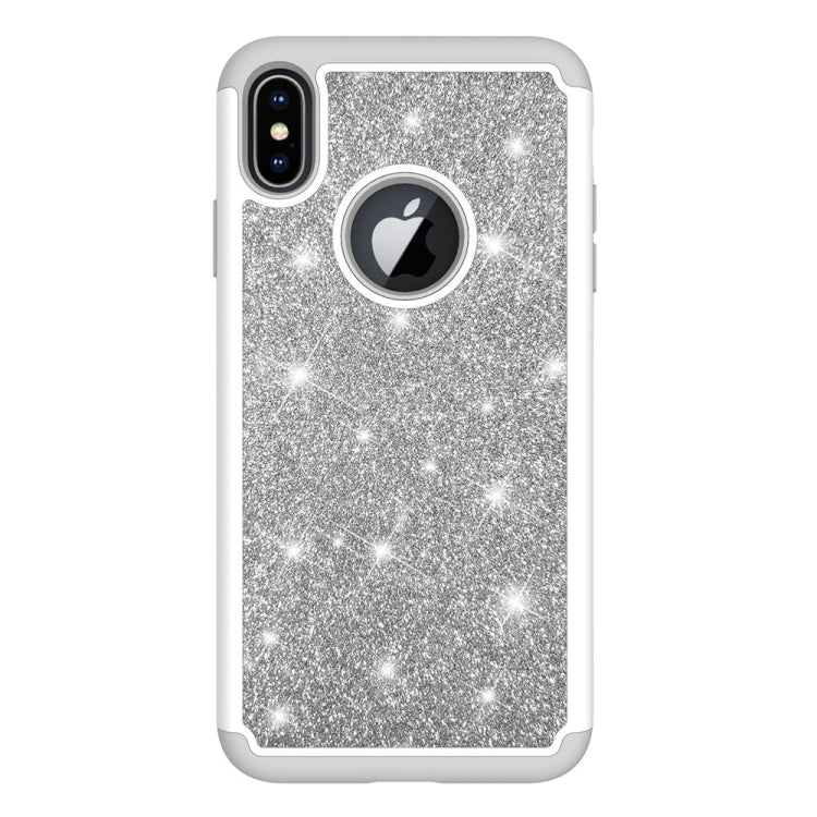 For iPhone XS Max Glitter Powder Contrast Skin Shockproof Silicone + PC Protective Case