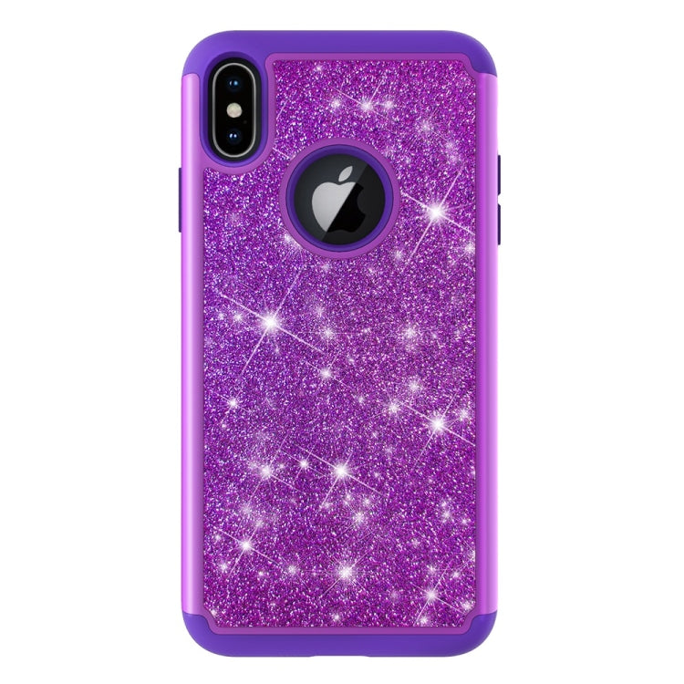 For iPhone XS Max Glitter Powder Contrast Skin Shockproof Silicone + PC Protective Case