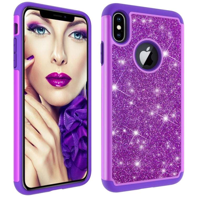 For iPhone XS Max Glitter Powder Contrast Skin Shockproof Silicone + PC Protective Case