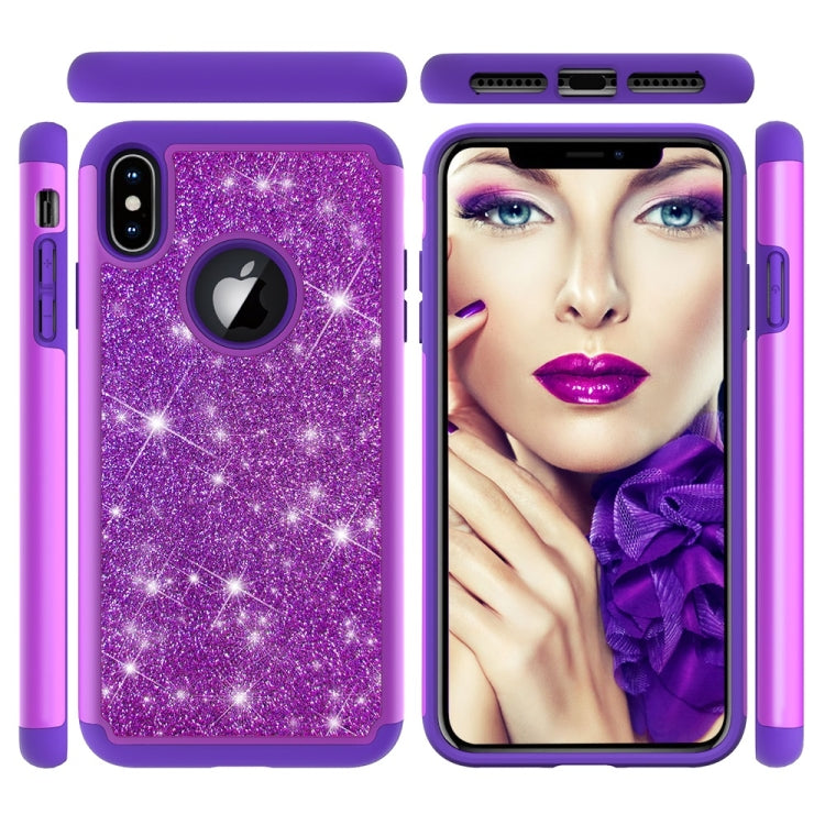 For iPhone XS Max Glitter Powder Contrast Skin Shockproof Silicone + PC Protective Case