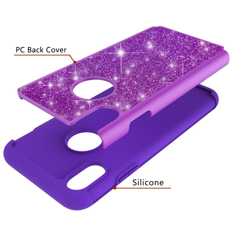 For iPhone XS Max Glitter Powder Contrast Skin Shockproof Silicone + PC Protective Case