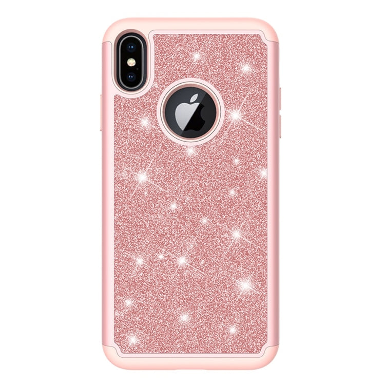 For iPhone XS Max Glitter Powder Contrast Skin Shockproof Silicone + PC Protective Case