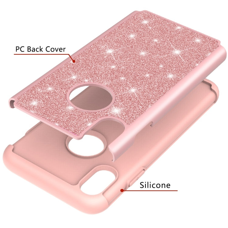 For iPhone XS Max Glitter Powder Contrast Skin Shockproof Silicone + PC Protective Case