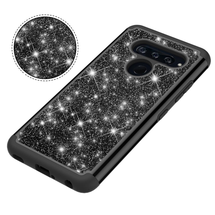 Glitter Powder Contrast Skin Shockproof Silicone + PC Protective Case for LG V40 ThinQ
