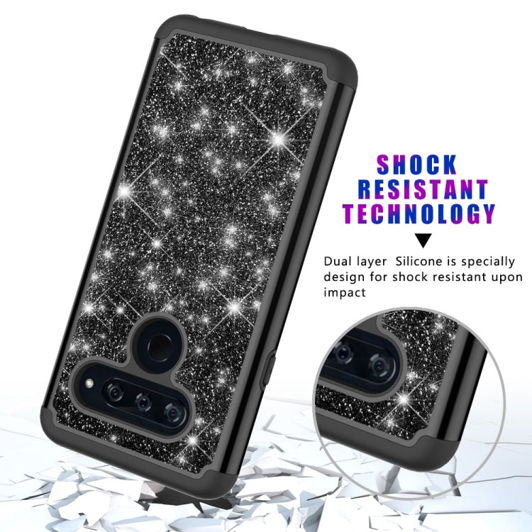 Glitter Powder Contrast Skin Shockproof Silicone + PC Protective Case for LG V40 ThinQ