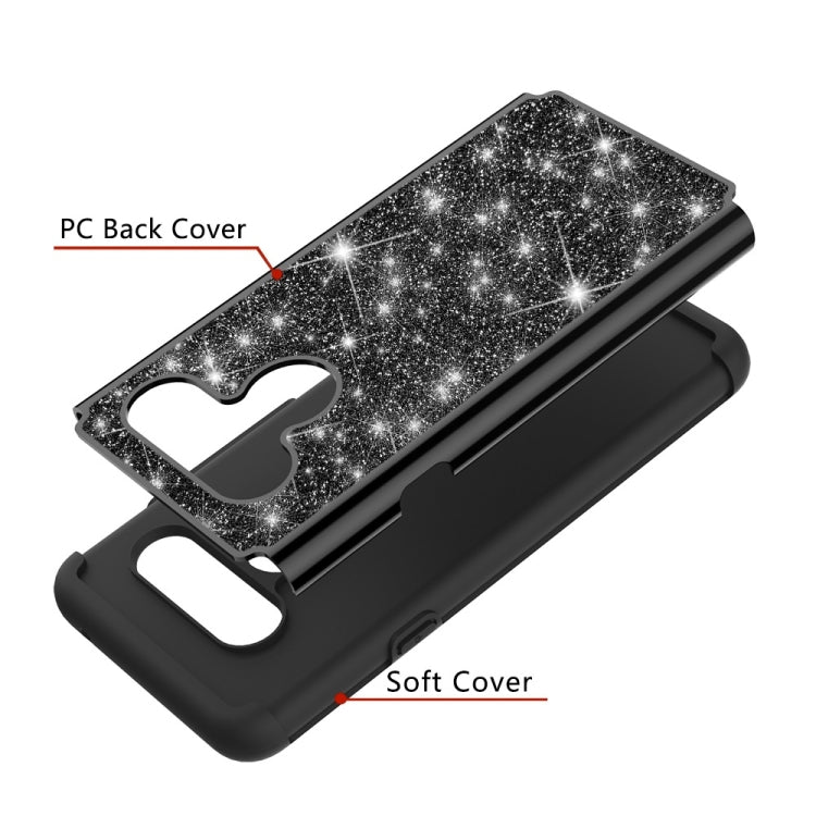 Glitter Powder Contrast Skin Shockproof Silicone + PC Protective Case for LG V40 ThinQ