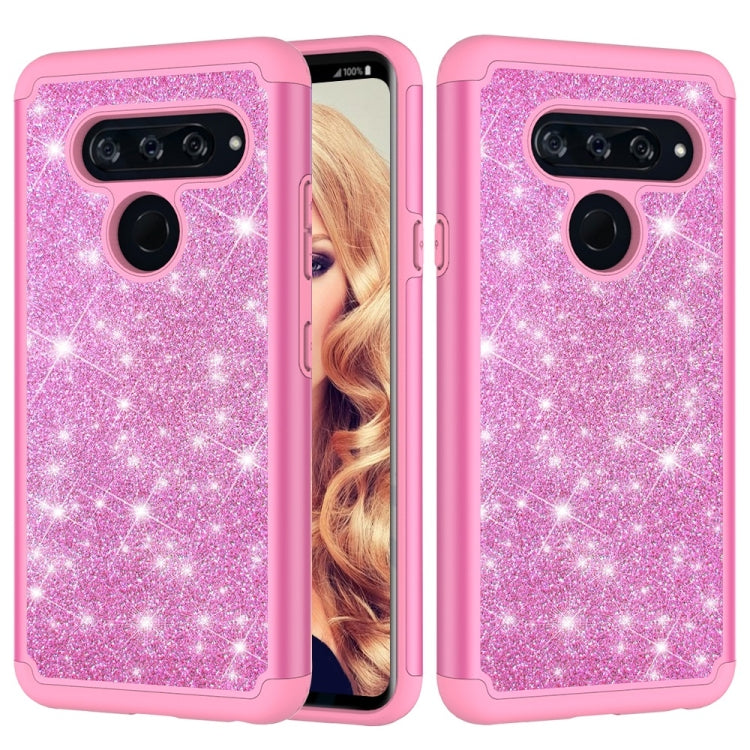 Glitter Powder Contrast Skin Shockproof Silicone + PC Protective Case for LG V40 ThinQ