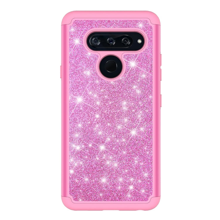 Glitter Powder Contrast Skin Shockproof Silicone + PC Protective Case for LG V40 ThinQ