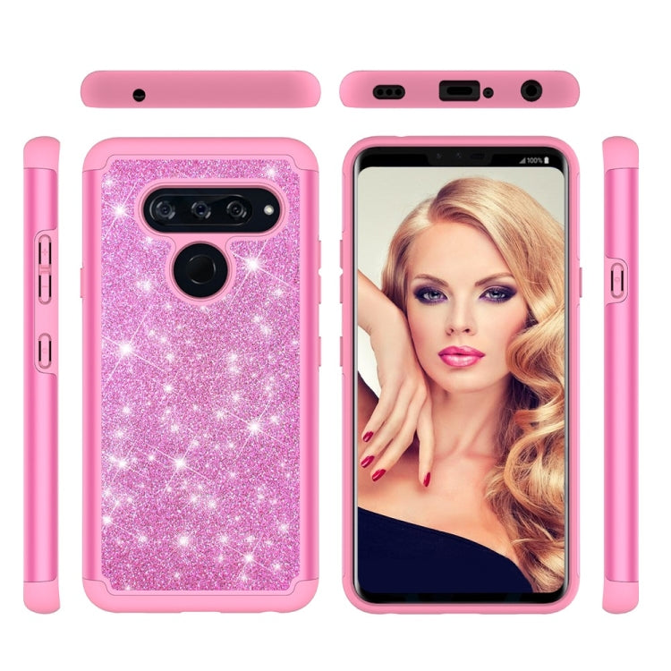 Glitter Powder Contrast Skin Shockproof Silicone + PC Protective Case for LG V40 ThinQ