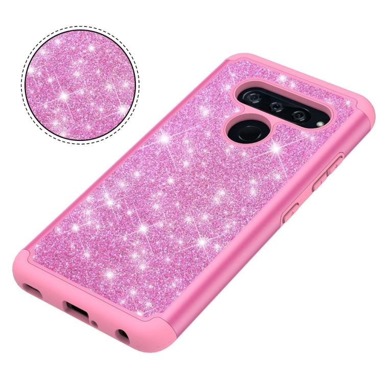 Glitter Powder Contrast Skin Shockproof Silicone + PC Protective Case for LG V40 ThinQ