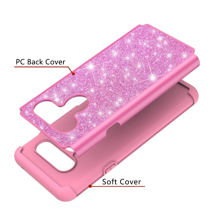 Glitter Powder Contrast Skin Shockproof Silicone + PC Protective Case for LG V40 ThinQ