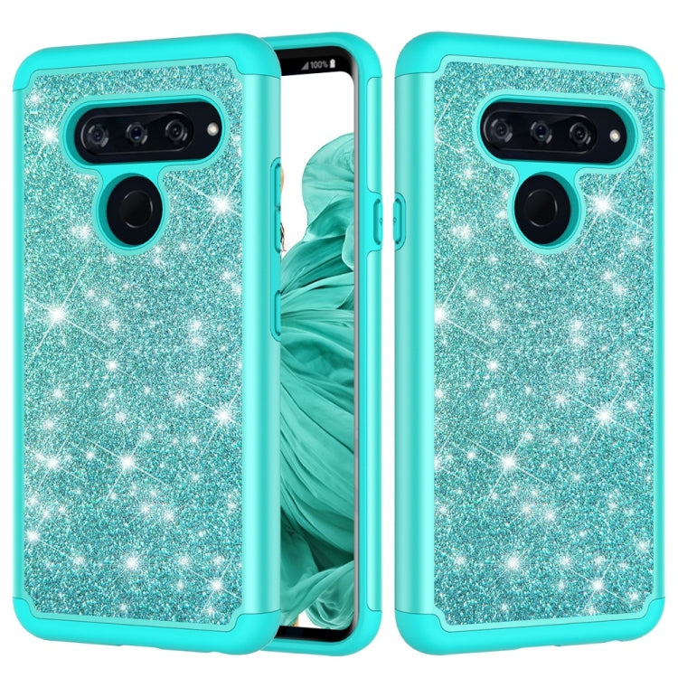 Glitter Powder Contrast Skin Shockproof Silicone + PC Protective Case for LG V40 ThinQ