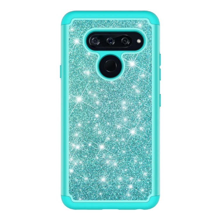 Glitter Powder Contrast Skin Shockproof Silicone + PC Protective Case for LG V40 ThinQ