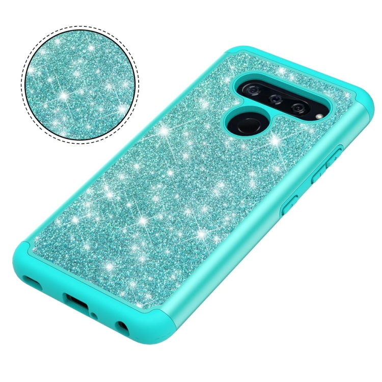 Glitter Powder Contrast Skin Shockproof Silicone + PC Protective Case for LG V40 ThinQ