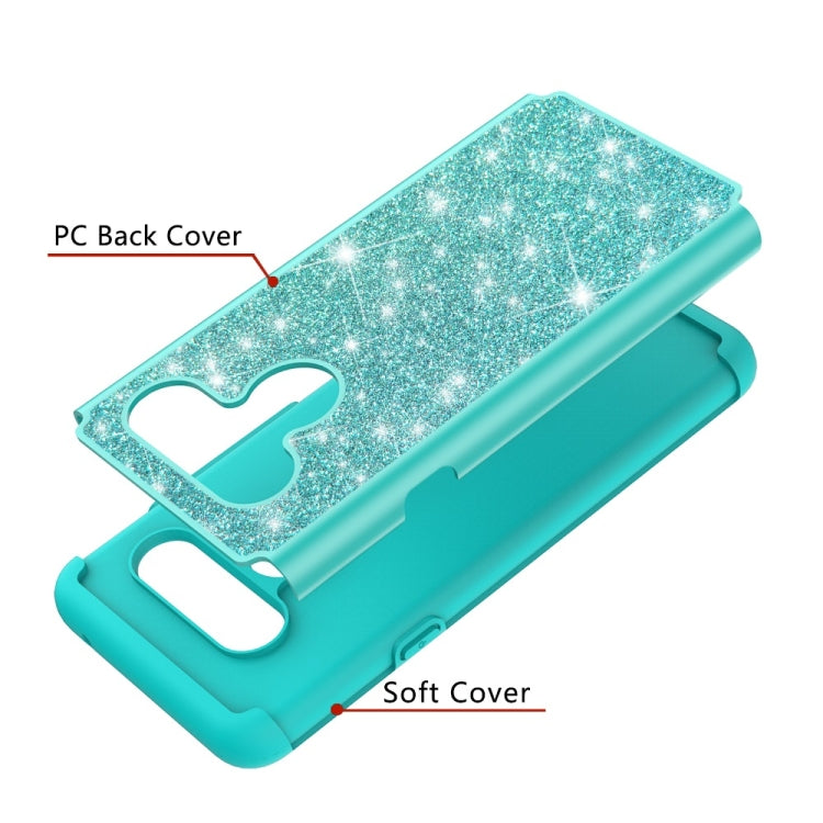 Glitter Powder Contrast Skin Shockproof Silicone + PC Protective Case for LG V40 ThinQ