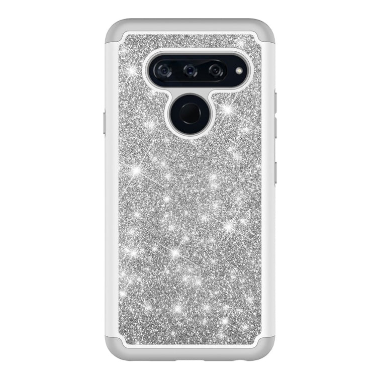 Glitter Powder Contrast Skin Shockproof Silicone + PC Protective Case for LG V40 ThinQ