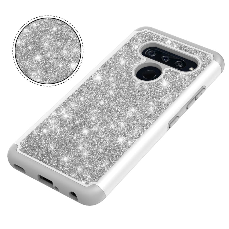Glitter Powder Contrast Skin Shockproof Silicone + PC Protective Case for LG V40 ThinQ