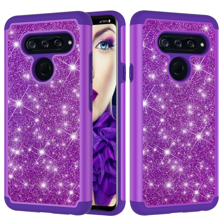 Glitter Powder Contrast Skin Shockproof Silicone + PC Protective Case for LG V40 ThinQ