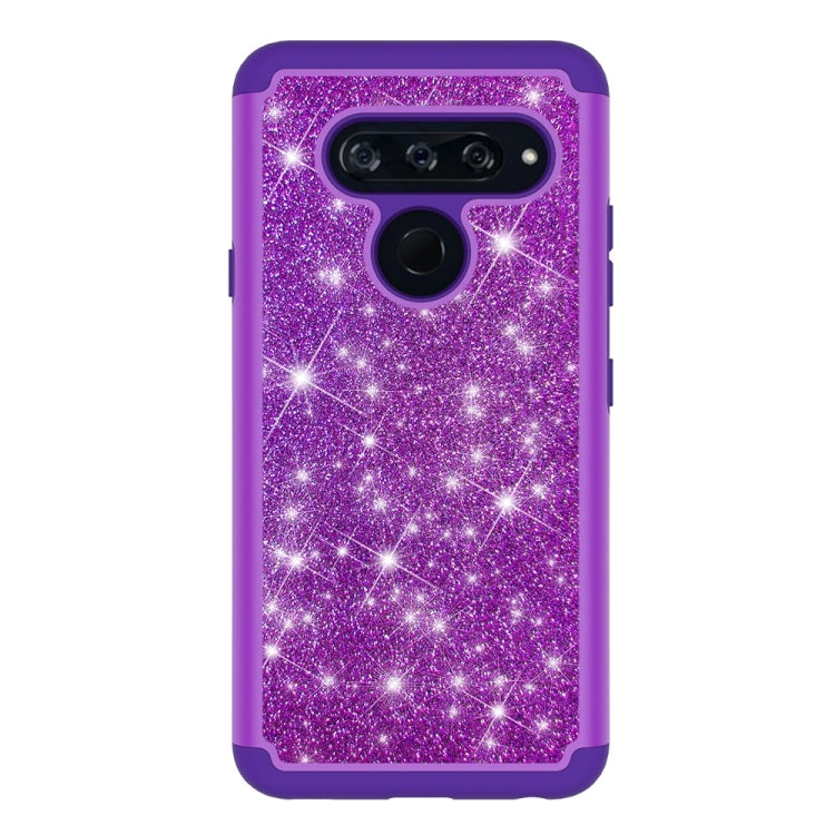 Glitter Powder Contrast Skin Shockproof Silicone + PC Protective Case for LG V40 ThinQ