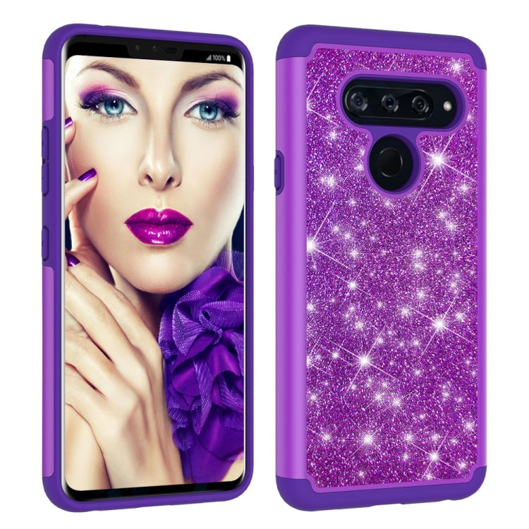 Glitter Powder Contrast Skin Shockproof Silicone + PC Protective Case for LG V40 ThinQ