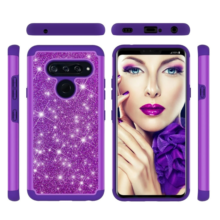 Glitter Powder Contrast Skin Shockproof Silicone + PC Protective Case for LG V40 ThinQ