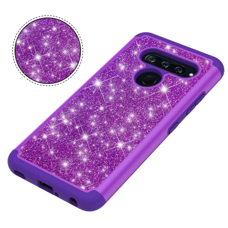 Glitter Powder Contrast Skin Shockproof Silicone + PC Protective Case for LG V40 ThinQ
