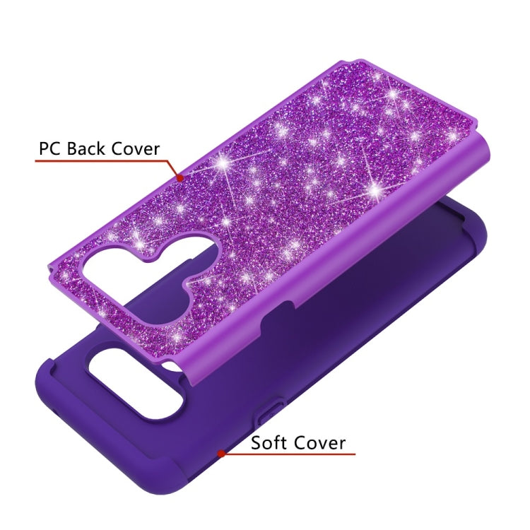 Glitter Powder Contrast Skin Shockproof Silicone + PC Protective Case for LG V40 ThinQ