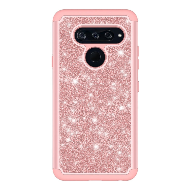 Glitter Powder Contrast Skin Shockproof Silicone + PC Protective Case for LG V40 ThinQ