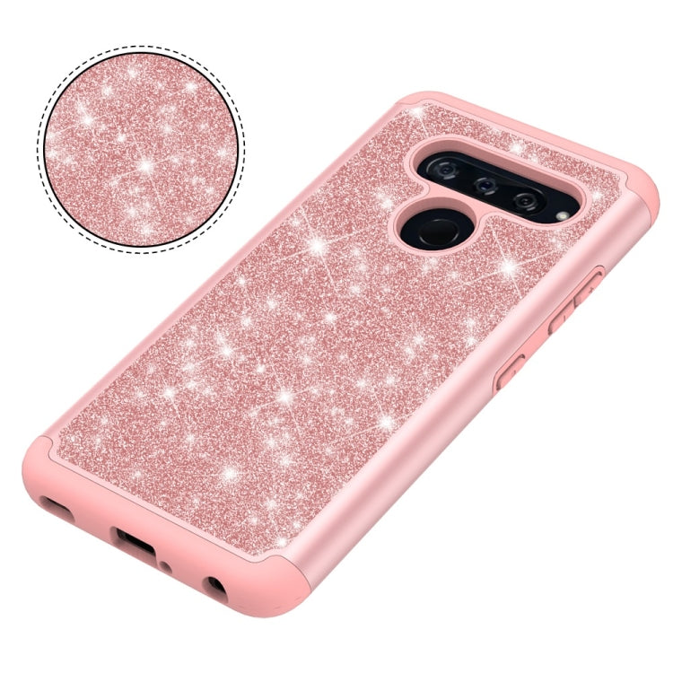 Glitter Powder Contrast Skin Shockproof Silicone + PC Protective Case for LG V40 ThinQ