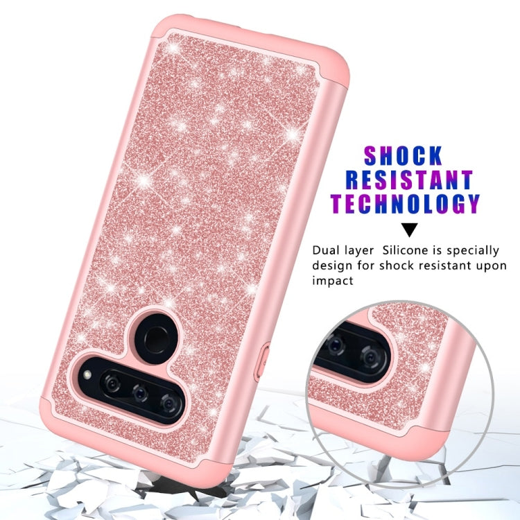 Glitter Powder Contrast Skin Shockproof Silicone + PC Protective Case for LG V40 ThinQ