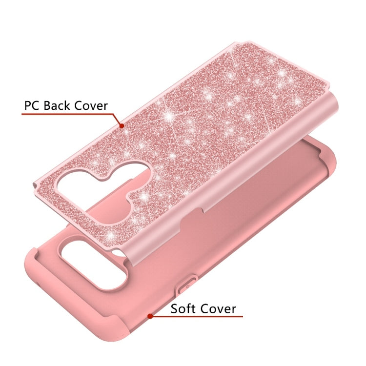 Glitter Powder Contrast Skin Shockproof Silicone + PC Protective Case for LG V40 ThinQ