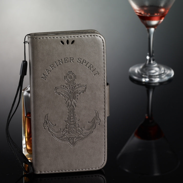 Pressed Printing Mermaid Anchor Pattern Horizontal Flip PU Leather Case for LG V40 ThinQ, with Holder & Card Slots & Wallet & Photo Frame