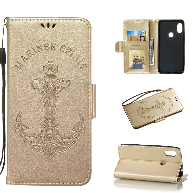 Pressed Printing Mermaid Anchor Pattern Horizontal Flip PU Leather Case for Xiaomi Redmi Note 6 Pro, with Holder & Card Slots & Wallet & Photo Frame