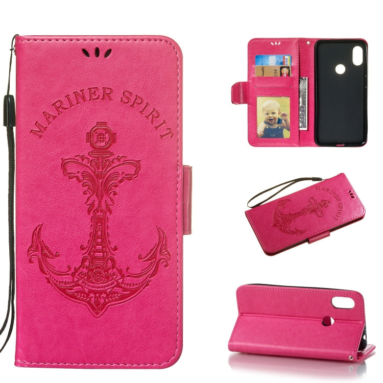Pressed Printing Mermaid Anchor Pattern Horizontal Flip PU Leather Case for Xiaomi Redmi Note 6 Pro, with Holder & Card Slots & Wallet & Photo Frame