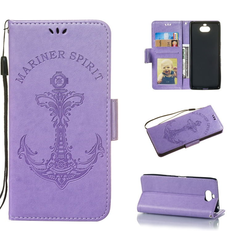 Pressed Printing Mermaid Anchor Pattern Horizontal Flip PU Leather Case for Sony Xperia 10 / XA3, with Holder & Card Slots & Wallet & Photo Frame