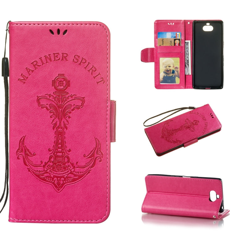 Pressed Printing Mermaid Anchor Pattern Horizontal Flip PU Leather Case for Sony Xperia 10 / XA3, with Holder & Card Slots & Wallet & Photo Frame
