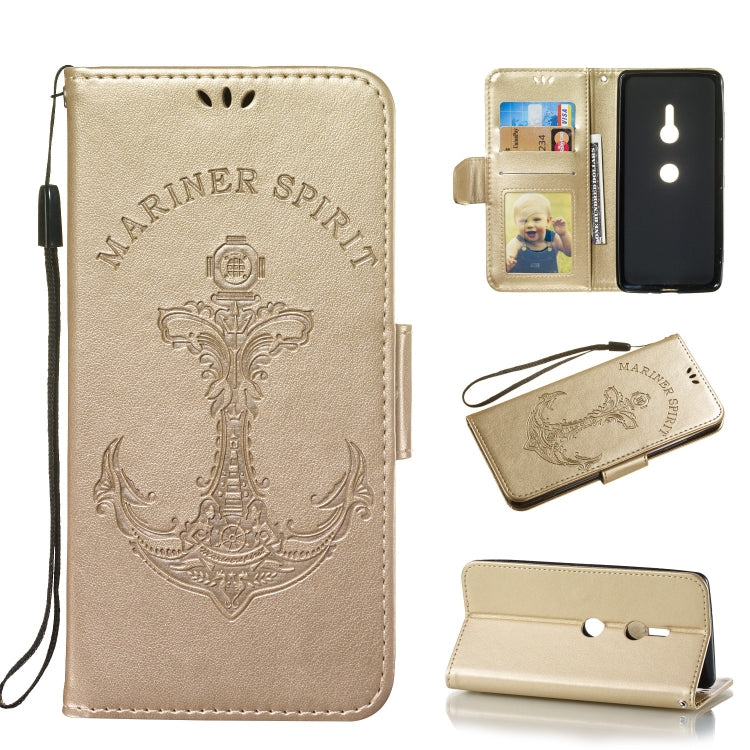 Pressed Printing Mermaid Anchor Pattern Horizontal Flip PU Leather Case for Sony Xperia XZ3, with Holder & Card Slots & Wallet & Photo Frame