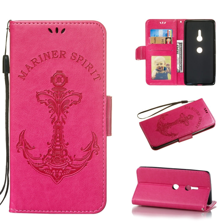 Pressed Printing Mermaid Anchor Pattern Horizontal Flip PU Leather Case for Sony Xperia XZ3, with Holder & Card Slots & Wallet & Photo Frame
