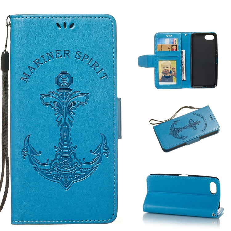 Pressed Printing Mermaid Anchor Pattern Horizontal Flip PU Leather Case for Sony Xperia XZ4 Comact, with Holder & Card Slots & Wallet & Photo Frame