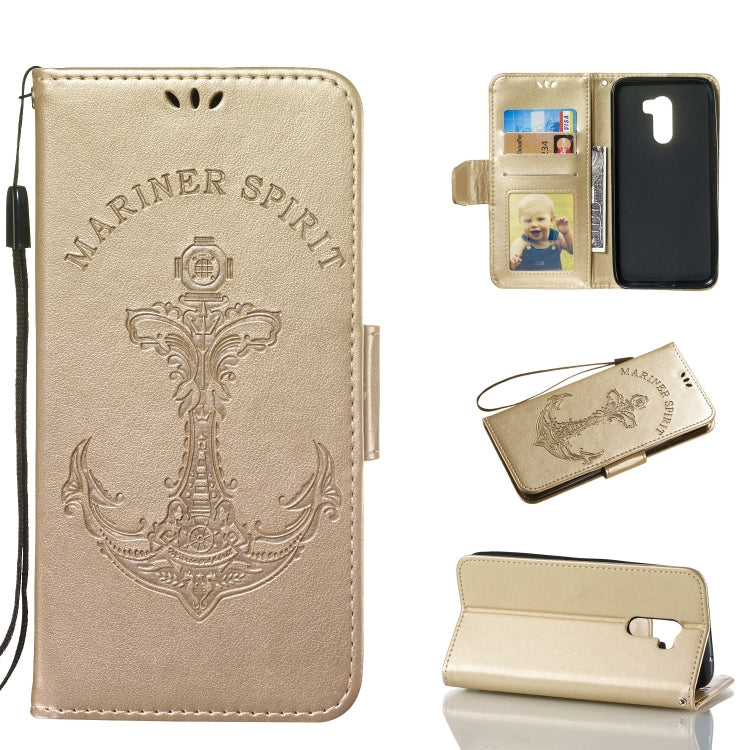 Pressed Printing Mermaid Anchor Pattern Horizontal Flip PU Leather Case for Xiaomi Pocophone F1, with Holder & Card Slots & Wallet & Photo Frame