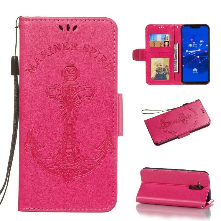 Pressed Printing Mermaid Anchor Pattern Horizontal Flip PU Leather Case for Huawei Mate 20 Lite / Maimang 7, with Holder & Card Slots & Wallet & Photo Frame