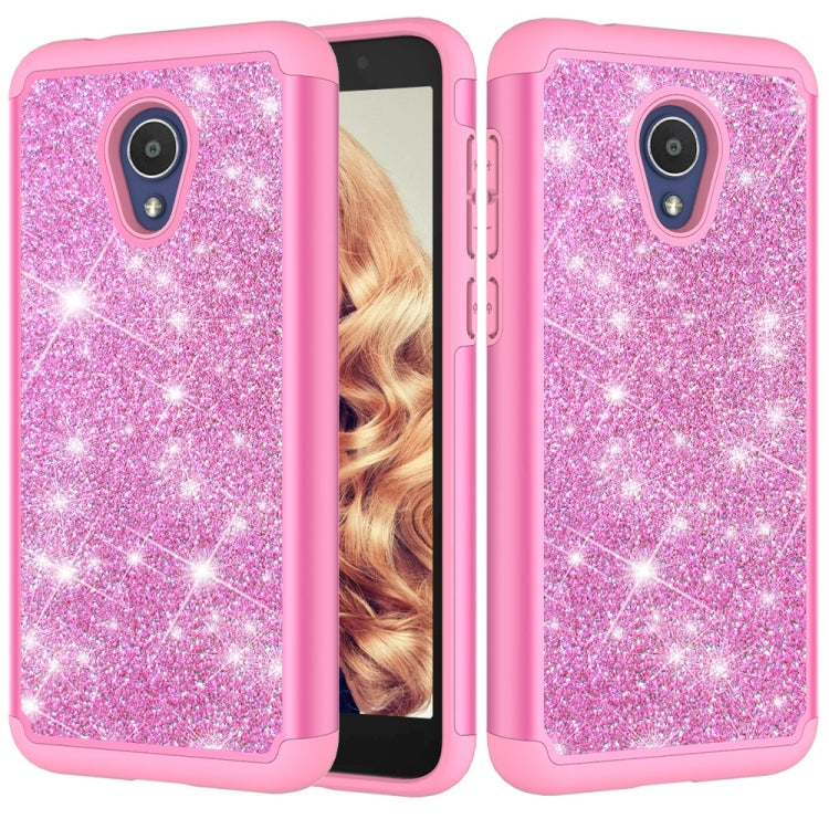 Glitter Powder Contrast Skin Shockproof Silicone + PC Protective Case for Alcatel 1X Evolve / Alcatel TCL LX / Alcatel IdealXtra 2018