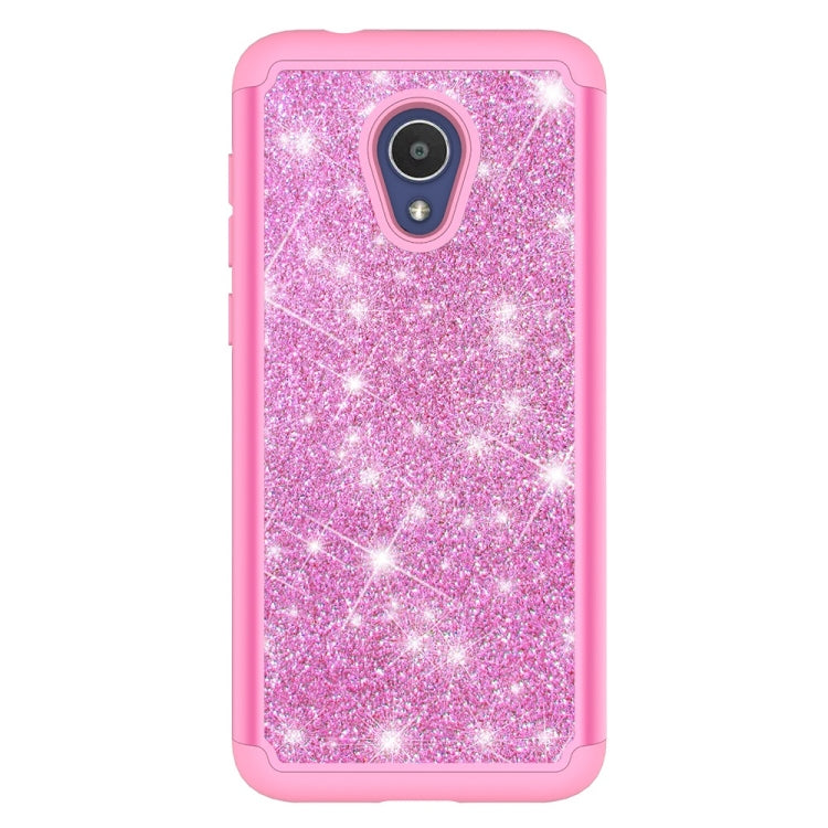 Glitter Powder Contrast Skin Shockproof Silicone + PC Protective Case for Alcatel 1X Evolve / Alcatel TCL LX / Alcatel IdealXtra 2018