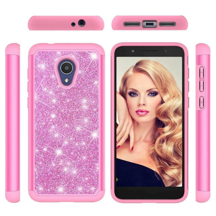 Glitter Powder Contrast Skin Shockproof Silicone + PC Protective Case for Alcatel 1X Evolve / Alcatel TCL LX / Alcatel IdealXtra 2018
