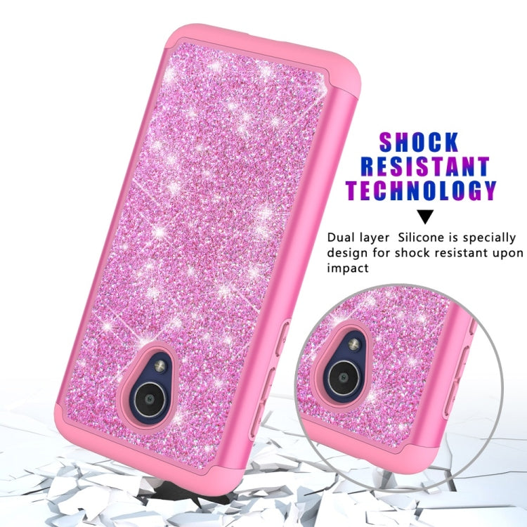 Glitter Powder Contrast Skin Shockproof Silicone + PC Protective Case for Alcatel 1X Evolve / Alcatel TCL LX / Alcatel IdealXtra 2018