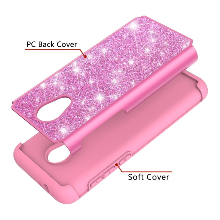Glitter Powder Contrast Skin Shockproof Silicone + PC Protective Case for Alcatel 1X Evolve / Alcatel TCL LX / Alcatel IdealXtra 2018