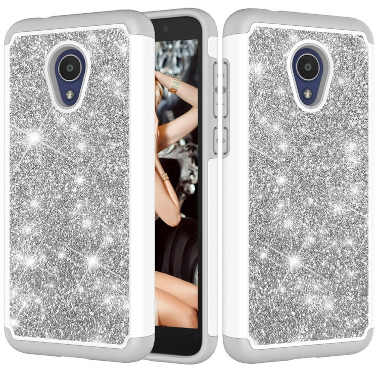 Glitter Powder Contrast Skin Shockproof Silicone + PC Protective Case for Alcatel 1X Evolve / Alcatel TCL LX / Alcatel IdealXtra 2018