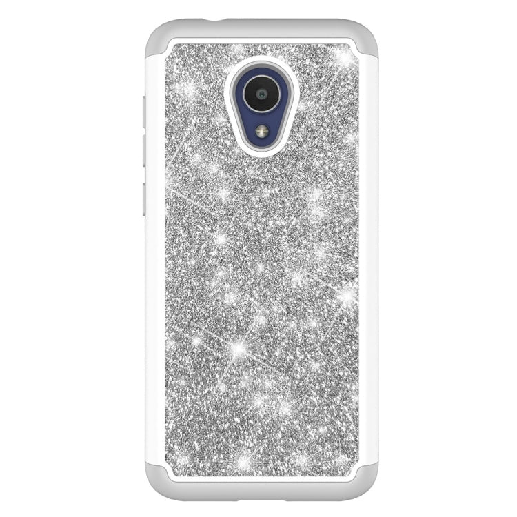 Glitter Powder Contrast Skin Shockproof Silicone + PC Protective Case for Alcatel 1X Evolve / Alcatel TCL LX / Alcatel IdealXtra 2018