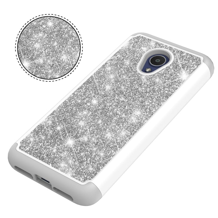 Glitter Powder Contrast Skin Shockproof Silicone + PC Protective Case for Alcatel 1X Evolve / Alcatel TCL LX / Alcatel IdealXtra 2018